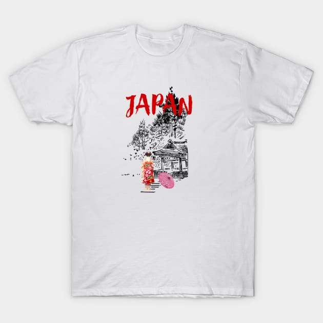 Geisha wearing Kimono in Japan T-Shirt by ArtDesignDE